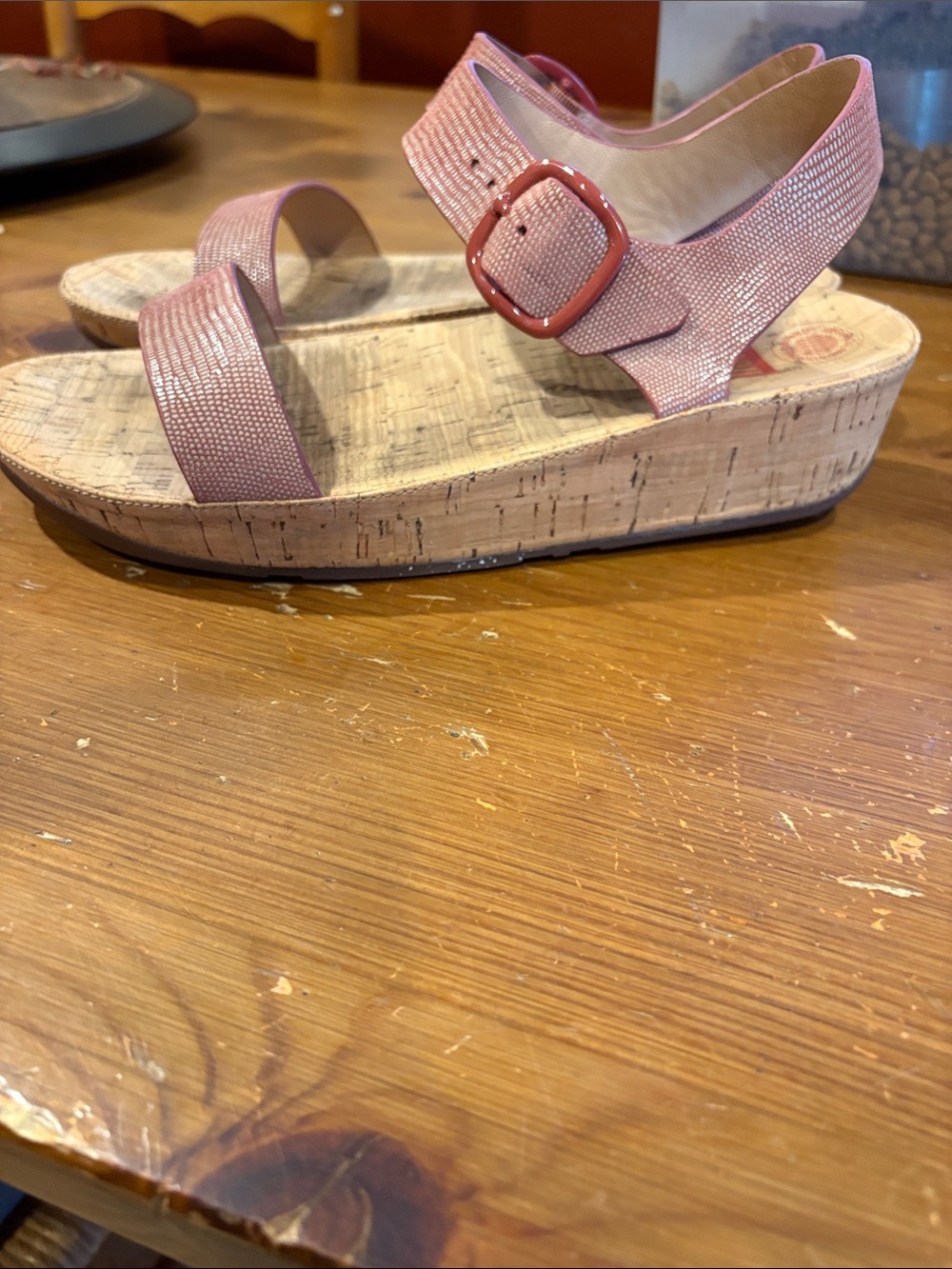 FitFlop Tan Textured Strap Cork-Effect Sandals - Picture 3 of 5